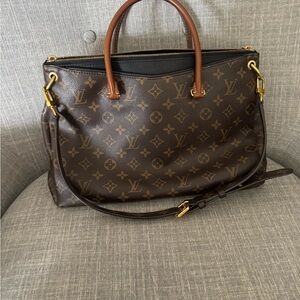 Louis Vuitton Brown Monogram Tote with Gold Accents